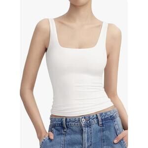 Women's Square Neck Tank Top Sleeveless Double Lined Size Small